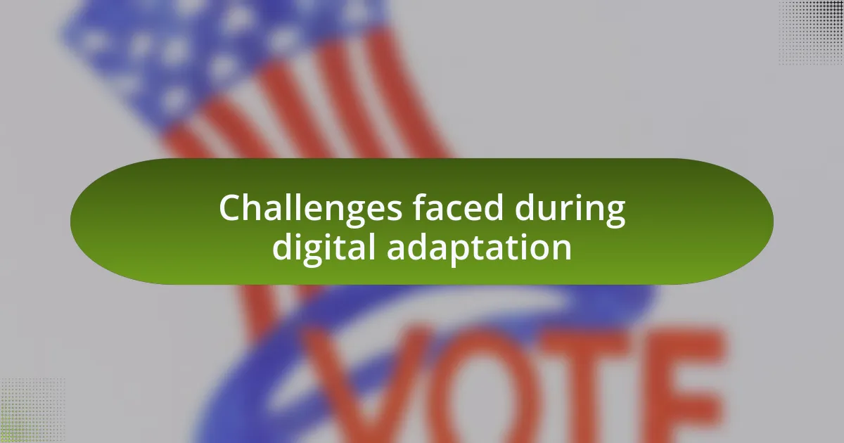 Challenges faced during digital adaptation