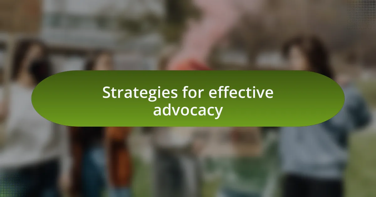 Strategies for effective advocacy