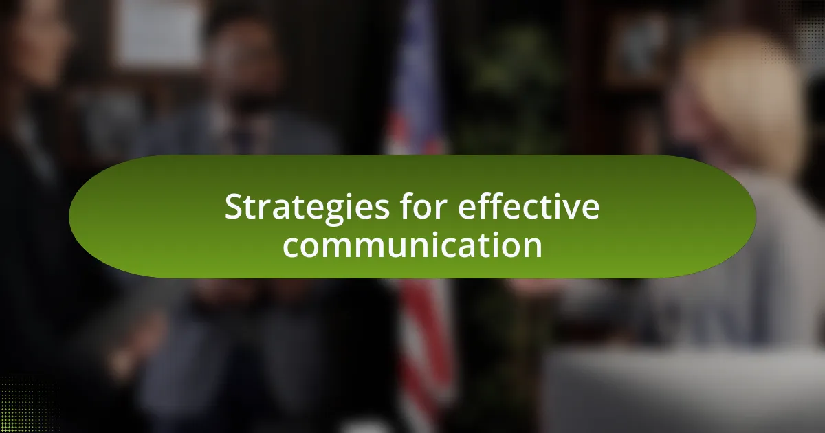 Strategies for effective communication